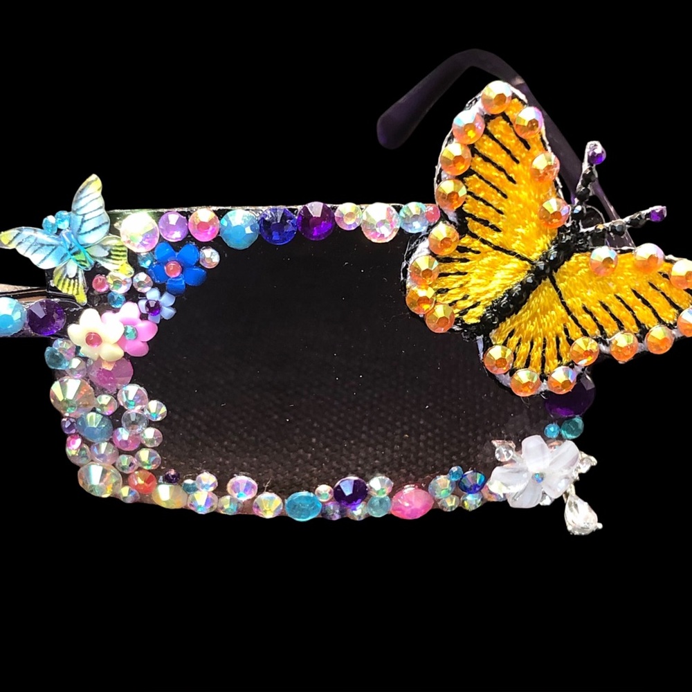 *SOLD* Handcrafted Bling Adult Purple Sunglasses Party Club Festivals NEW - Picture 4 of 7